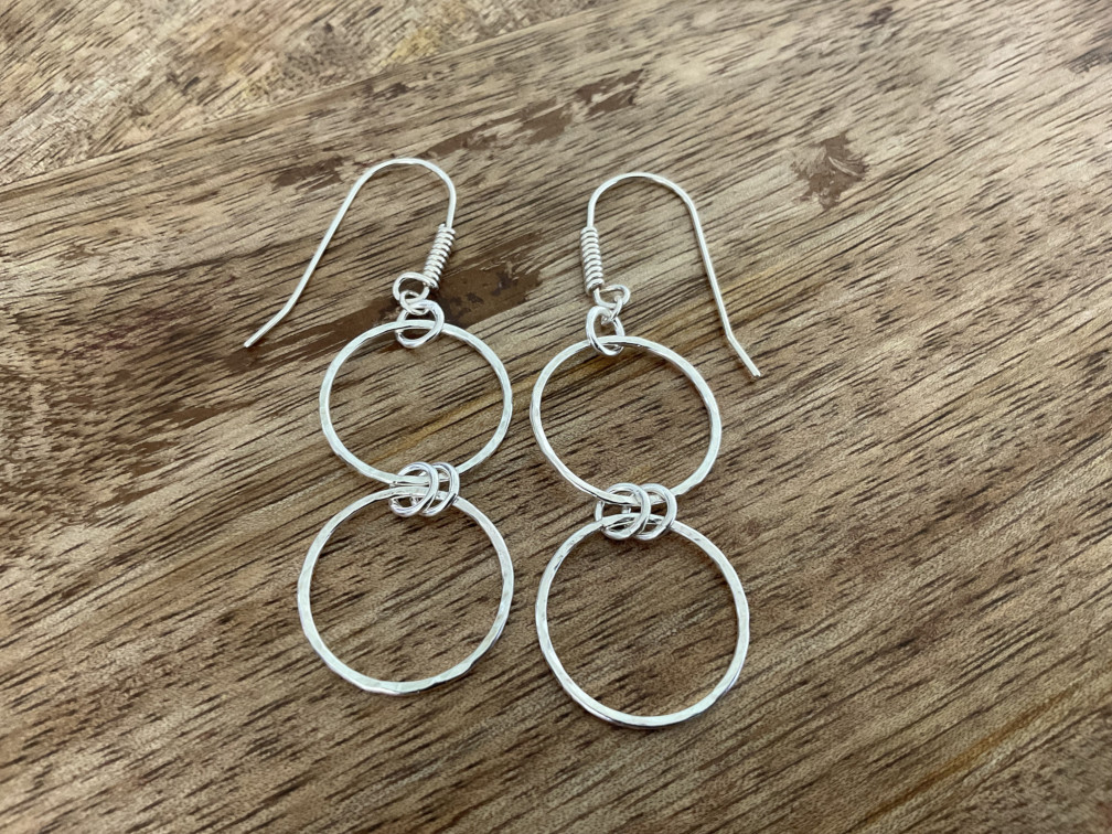 Double Circle Dangle Earrings - Click Image to Close